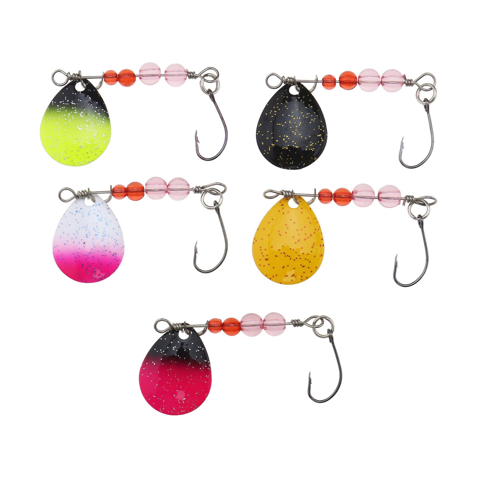 EMSea 5Pcs Fishing Trout Spinner Fishing Lure Set Fishing Spinnerbait Kit Single Hook Fishing Lures Metal Fishing Lures Bait Fishing Device for Trout Bass,2.2g
