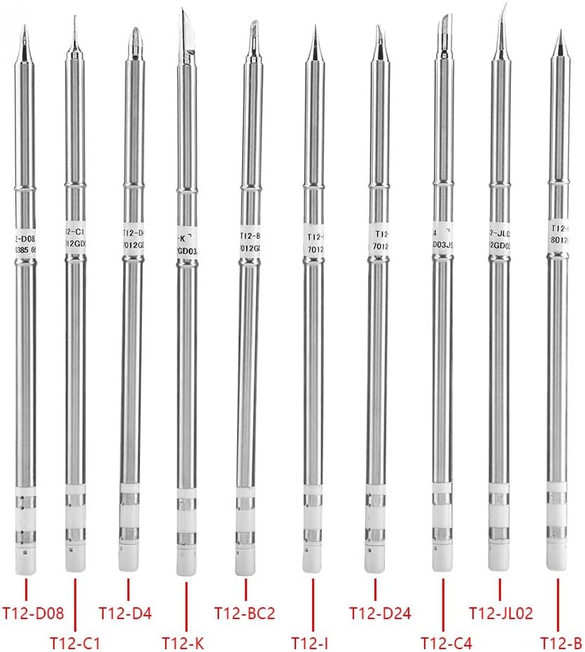 10 Pack T12 Series Soldering Iron Tips Copper Replacement Soldering Tip Set for Low Temperature Welding Rework Station