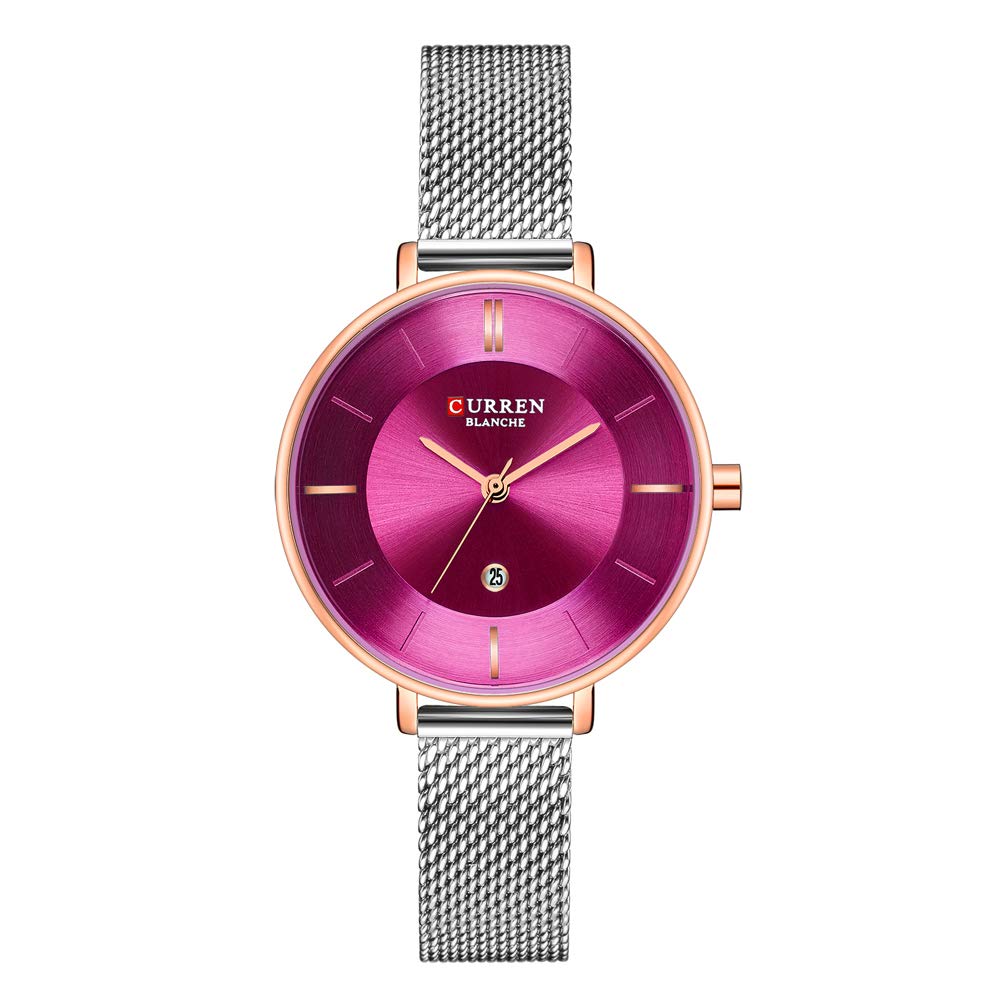 Women Watches,CURREN Quartz Analog Calendar,Wrist Watch for Women, Fashion Waterproof Stainless Stee