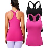 Evercute 1/2/3 Pack Workout Tank Tops for Women with Built in Bra Racerback Yoga Sleeveless Top Camisole Athletic Gym Tops