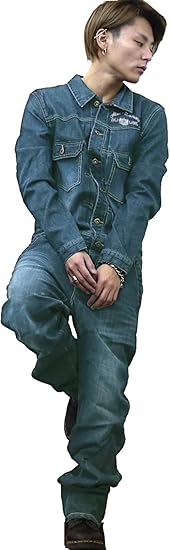 Amazon Co Jp Alettadomani つなぎ デニム メンズ オリジナル 刺繍 ツナギ おしゃれ ドクロ 服 ファッション小物