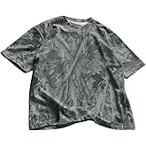 RoseSeek Men's Camo Baggy T Shirts Short Sleeve Crewneck Drop Shoulder Summer Tops