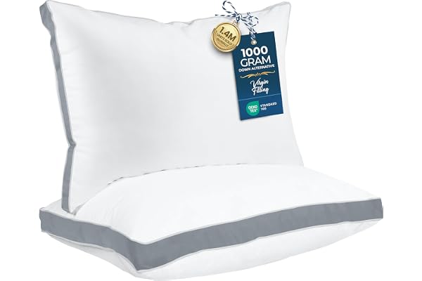 Utopia Bedding Bed Pillows for Sleeping Queen Size (Grey), Set of 2, Cooling Hotel Quality, Gusseted Pillow for Back, Stomach
