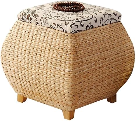 Amazon Nxybd 編まれた収納キューブ アバカシーグラス装飾オットマン リビングルームサイドテーブル ストアブランケット枕雑誌書籍リモコン スツール オンライン通販