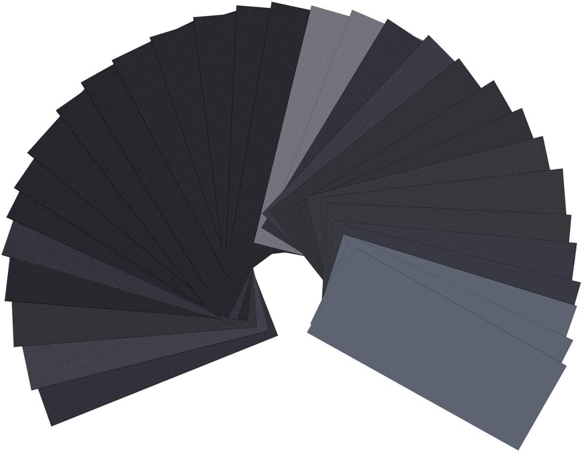 Sandpaper, Sand paper 120 to 3000 Assorted Grit Sand paper, Wet Dry Sand paper 9 x 3.6 Inch Sandpaper for Wood Furniture Finishing, Metal Sanding and Automotive Polishing, Sander Sheets 42PCS - - 