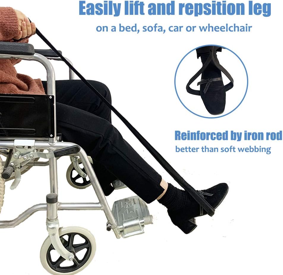 Leg Lifter Strap Rigid Knee Hip Replacement Recovery Kit Foot Lifter Strap Knee Thigh Patient Handicap Car Assist Lift Belt for Adult, Elderly, Disability Mobility Aid Occupational Therapy Tools (39"): Health & Personal Care