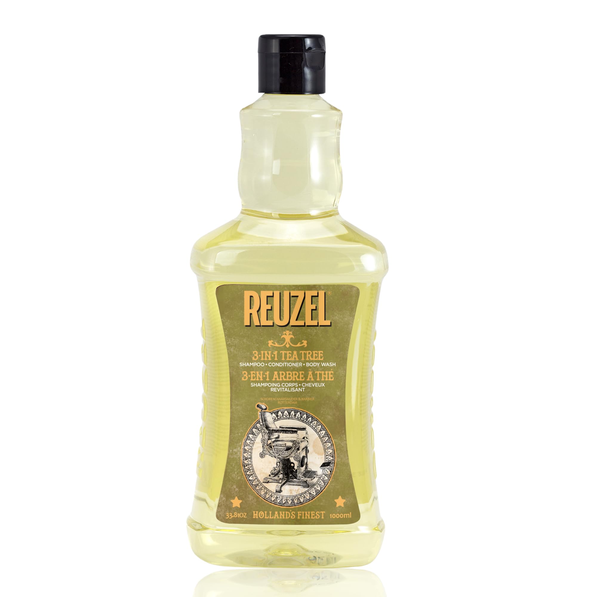 Reuzel 3-In-1 Tea Tree Shampoo - Cleanses Hair and Body - Soothes and Moisturizes Your Skin and is Ideal for Overall Scalp Care - Rinses Clean and Can Be Used Daily - Vegan Formula - 1000 ml