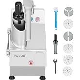 VEVOR Food Processor &amp; Vegetable Chopper, 2 Feeding Holes Food-Grade Stainless Steel Food Processor Chopper with Detachable 6 Blades, 3mm/5mm/7mm/10mm Shredder, 2mm/4mm Slicer, for Vegetables, Fruit