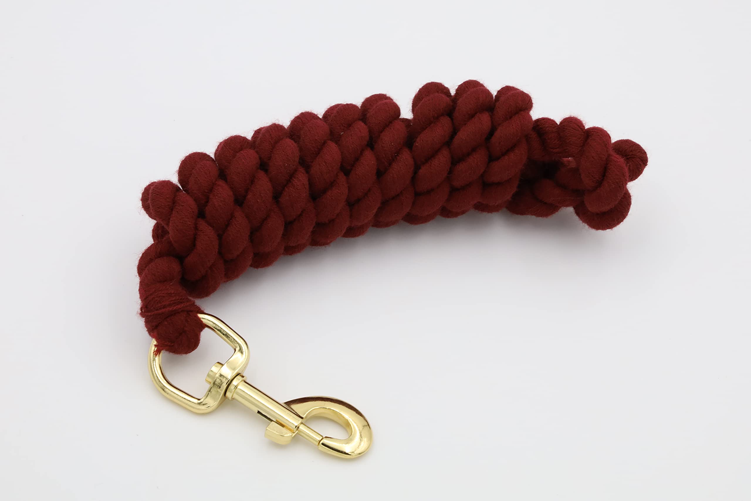 Horse/Pony Cotton Lead Rope with Brass Clip 1.8m (Burgundy)