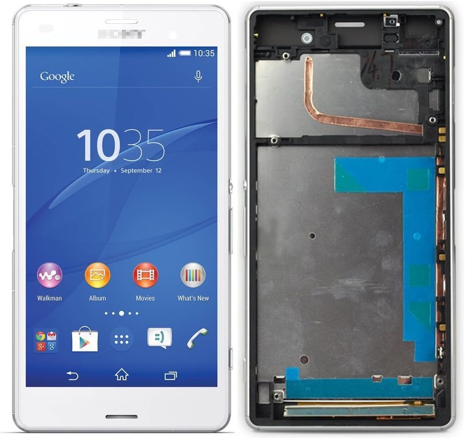 Sony Xperia Z3 LCD Screen Replacement with Frame White,For Sony Health(TM)LCD Display Touch Digitizer Screen Replacement Assembly for Sony Xperia Z3 D6603 D6643 D6653 L55u L55t 5.2 inch