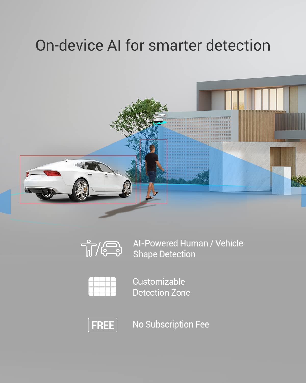 EZVIZ Outdoor Auto-Tracking Camera, 2K, 12 Pre-Set dots Tracking,360° Visual Coverage, Waterproof, Color Night Vision, AI-Powered Person and Vehicle Detection,Two-Way Talk| C8W Pro 2K (4mm)