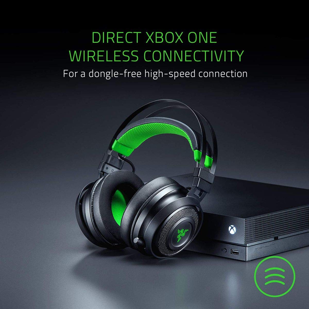 Razer Nari Ultimate Wireless 7.1 Surround Sound Gaming Headset: HyperSense Haptic Feedback - Auto-Adjust Headband - Retractable Mic – for Xbox Series X & S, Xbox One - Black/Green