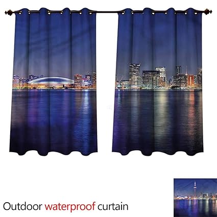 Amazon Com Cobedecor Blue 0utdoor Curtains For Patio Waterproof