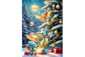 askkqtx Christmas Diamond Art Kits for Adults,Christmas Dragon Diamond Painting Kits Full Drill Crystal Rhinestone Gem Art Craft Kits for Home Wall Decor Gifts 12X16Inch