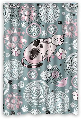 ZEEZON Width X Height / 48 X 72 Inches / W H 120 By 180 Cm Polyester Cat Bathroom Curtains Fabric Is Fit For Girls Kids Valentine Artwork Girls. Modern Design