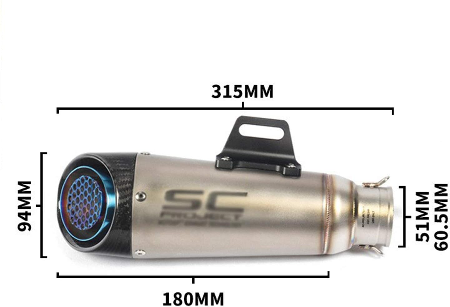 HDHUA Modified Exhaust Pipe Motorcycle Stainless Steel Exhaust Pipe Large Displacement Fried Street SC Exhaust Pipe Modified Exhaust Pipe Stainless Steel Carbon Fiber Woven Pattern SC Exhaust Pipe