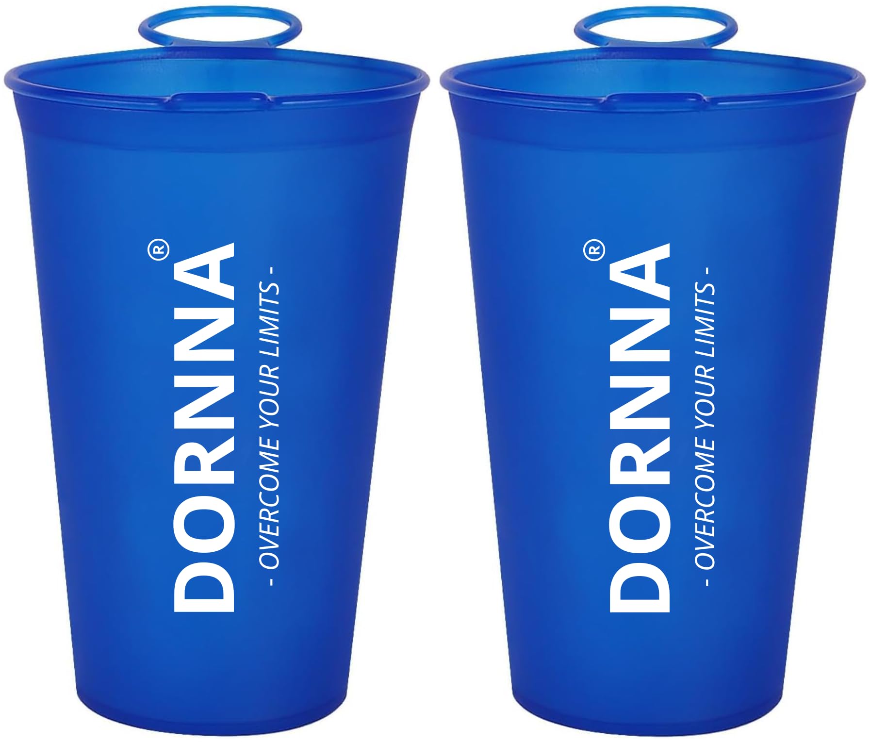 DORNNA - 2 x 1 Folding Cup 200 ml for Trail Running and Hiking, BPA FREE Hydration Cup, Reusable Water Bottle Very Resistant (Soft Cup Blue)