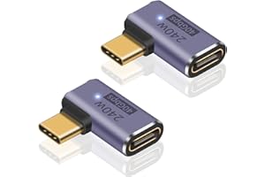 Poyiccot USB C Right Angle Adapter PD 240W for Thunderbolt 4/3, Right Angle 90 Degree USB C Male to Female Extender USB 4.0 L
