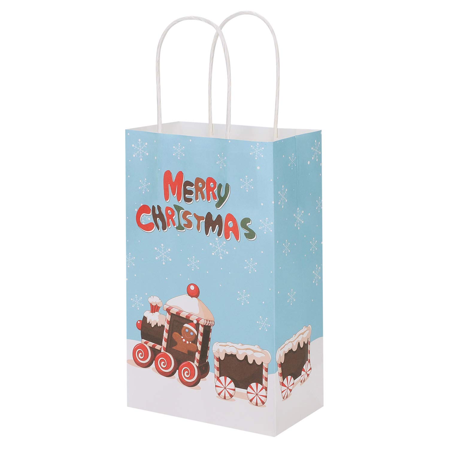 5 x Paper Gift Bags Party Bags Large Carrier Bags with Handle for Christmas Reusable Present Bags Shopping Bag Treat Bags Tote Bag (10Pcs Blue Size 5*3*9 inch)