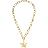 CUFELMU Gold Silver Chunky Star Necklace for Women Trendy OT Clasp Thick Chain Pendant Jewelry