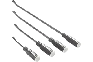 MYERS TIRE SUPPLY Blackout XP Heavy Duty Pry Bar Set, 4 Piece Mechanic Tool Set with Comfort Grip and Maximum Leverage, Black