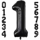 40 Inch Giant Black Number Balloons, Helium Mylar Foil Number Balloons for Birthday, Number 1 Balloon for Party Celebration Decorations Graduations Anniversary Baby Shower Photo Shoot