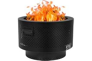 STBoo Smokeless Fire Pits for Outside with Portable Carrying Storage Bag, 20x14 Inch Firepits Outdoor Wood Burning, Low Smoke Outdoor Fireplace for Bonfire Picnic Backyard Cooking on Beach, Black, L