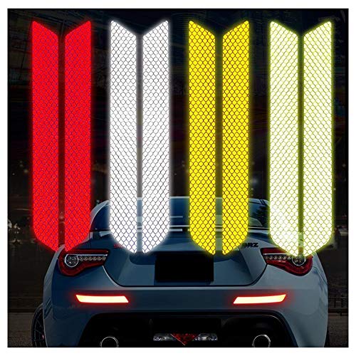 Reflective Tape Caution Warning Safety Reflector Strips Sticker Fluorescent Waterproof Reflective Car Decals for Automobile Car Pickup Truck SUV RV Boat Motorbike Helmet (Orange, 10.7-in x 1.2-in)