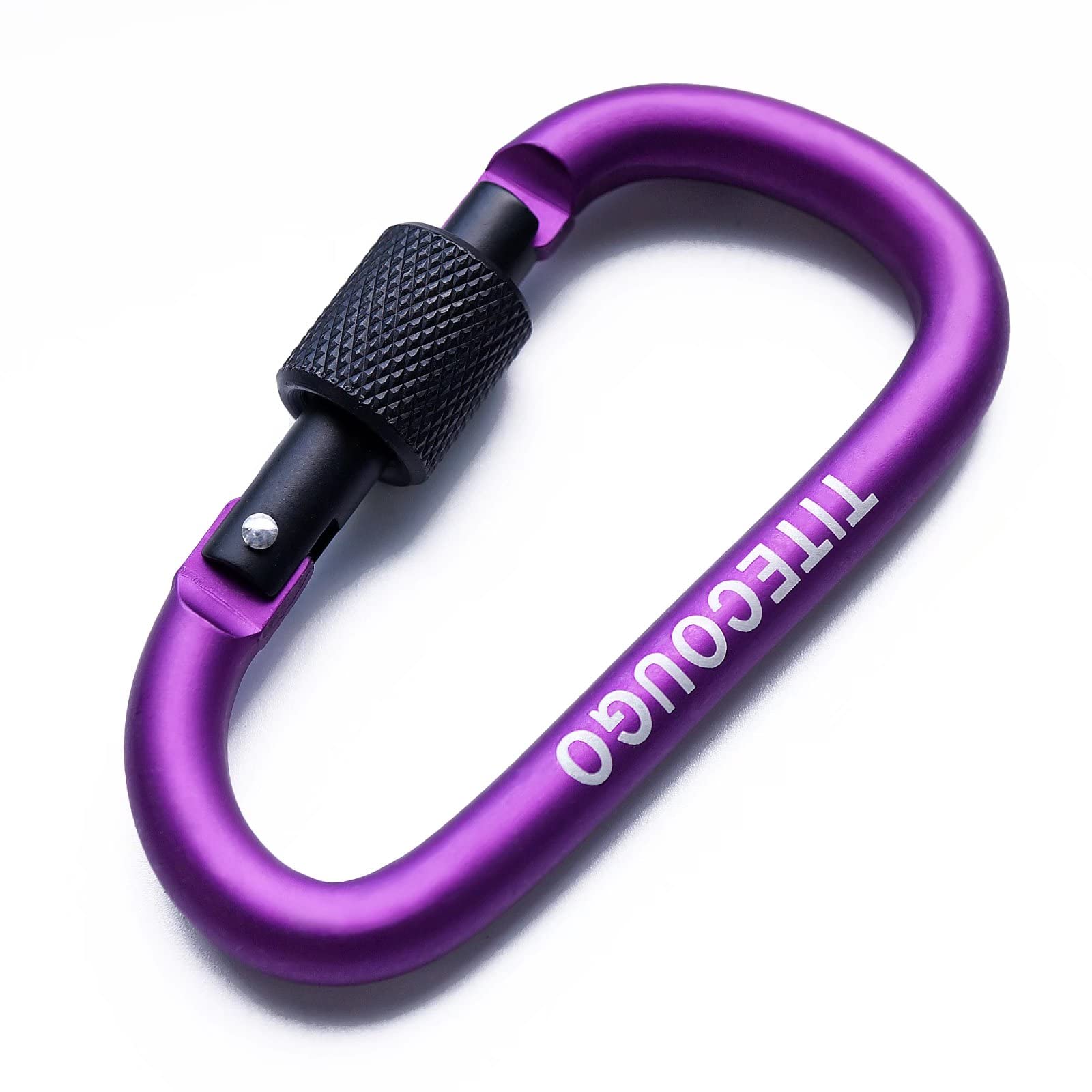 TITECOUGO 4 PCS Aluminum Alloy D-Ring High Strength Carabiner Key Chain Clip Hook For Camping Hiking (Not for Climbing) Purple Black