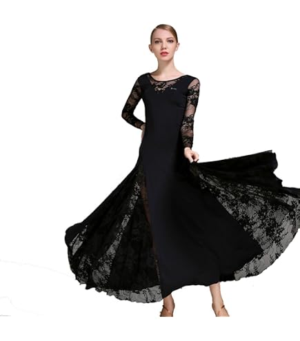 Amazon.com: ZX Women's Ballroom Dance Dress Lace Short Sleeve Long