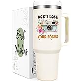 Qtencas Photographer Gifts for Women, Don't Lose Your Focus 40 Oz Insulated Tumbler, Gift for Photographers, Cool Birthday Christmas Gifts for Photography Camera Lovers, Creamy