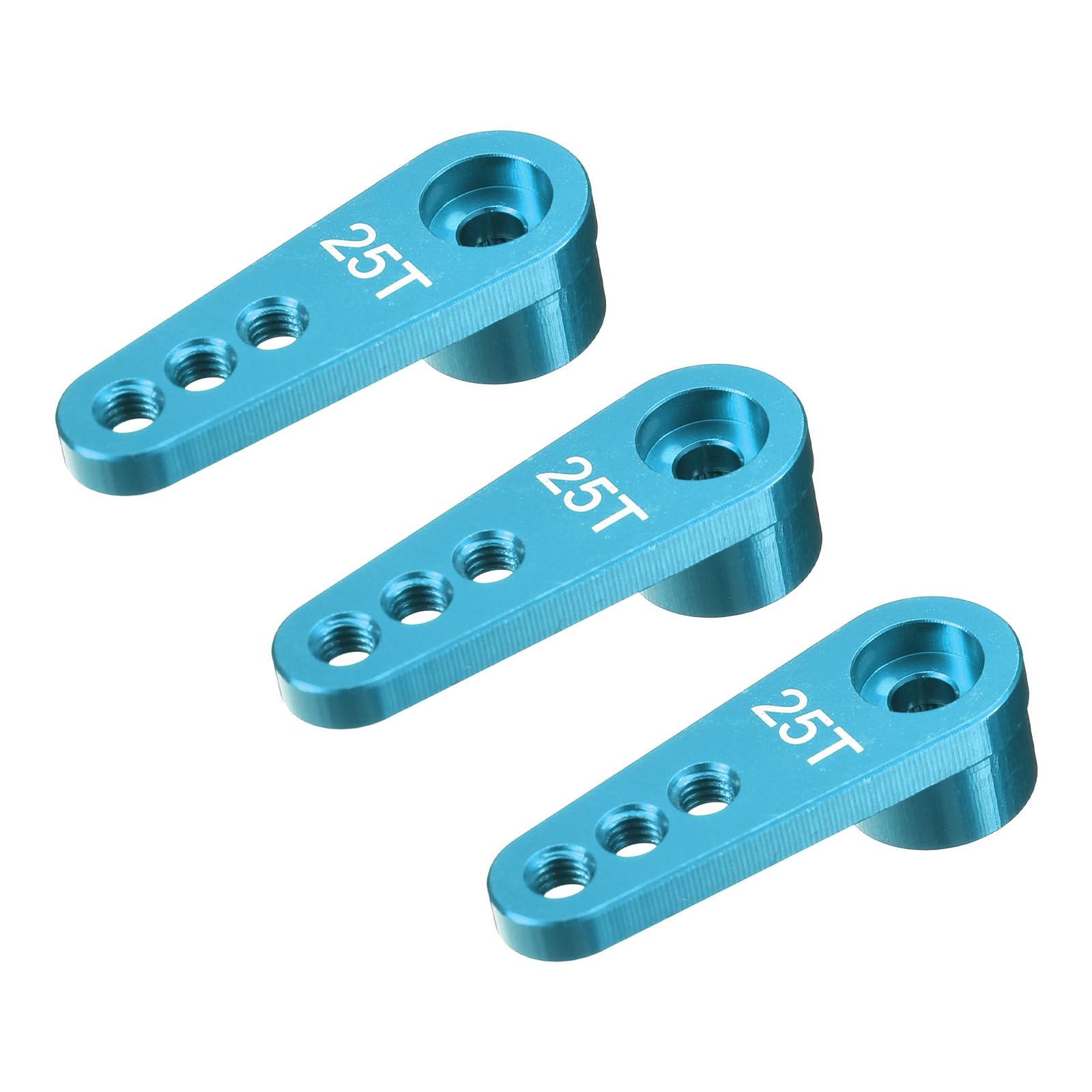 sourcing map 3 Pcs Aluminum Alloy 25T Steering Servo Single Arm Horn Blue for DIY RC Car/Boat/Airplane Boat Accessories