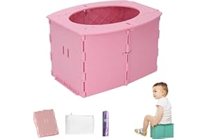 Baby Whisper Co Travel Potty, Reusable Portable Folding Potty for Kids, Travel Potty Seat for Toddler with Cleaning Bags, Com