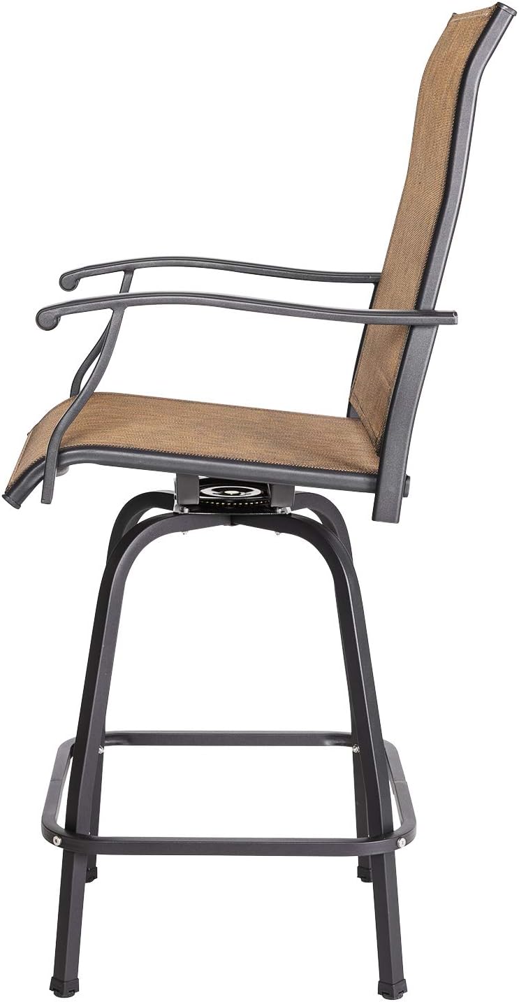 black patio bar stools on Breathable Textilene Nuu Garden Outdoor Bar Stools Set Of 2 2 Piece Swivel Patio Chairs Wrought Iron Patio Furniture Set Black Brown Chairs Stools Bar Chairs
