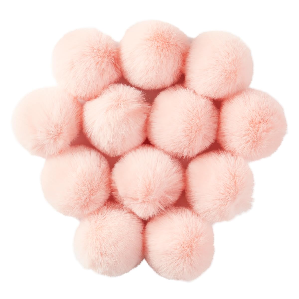 Photo 1 of 12 Pcs Small Faux Fur Pom Pom Balls 2.75 in Fur Fluffy Pompom Ball with Elastic Loop for Hats, Shoes, Scarves, Gloves, Bags, Key Chain Charms Accessories, 2 3/4 inches (Pink)