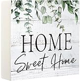 Home Sweet Home Sign Rustic Wooden Decor, Farmhouse Homes Decorations Sign for House Bedroom Living Room Kitchen Tabletop Shelf Table, House Warming Gifts New Homes-148