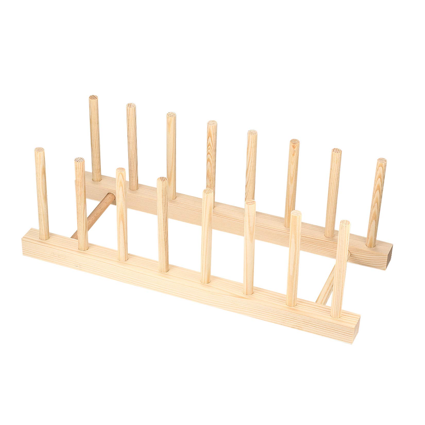 OIJOIYOI Wooden Dish Rack and Pot Lid Holder - Plate Pan Saucepan Stand, Dish Drying Rack, Kitchen Cupboard Storage Organiser for Bowl, Cup, Cutting Board