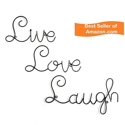 JaipurCrafts Live Love Laugh Set 3 Wall Mount Metal Wall Word Sculpture, Wall Decor