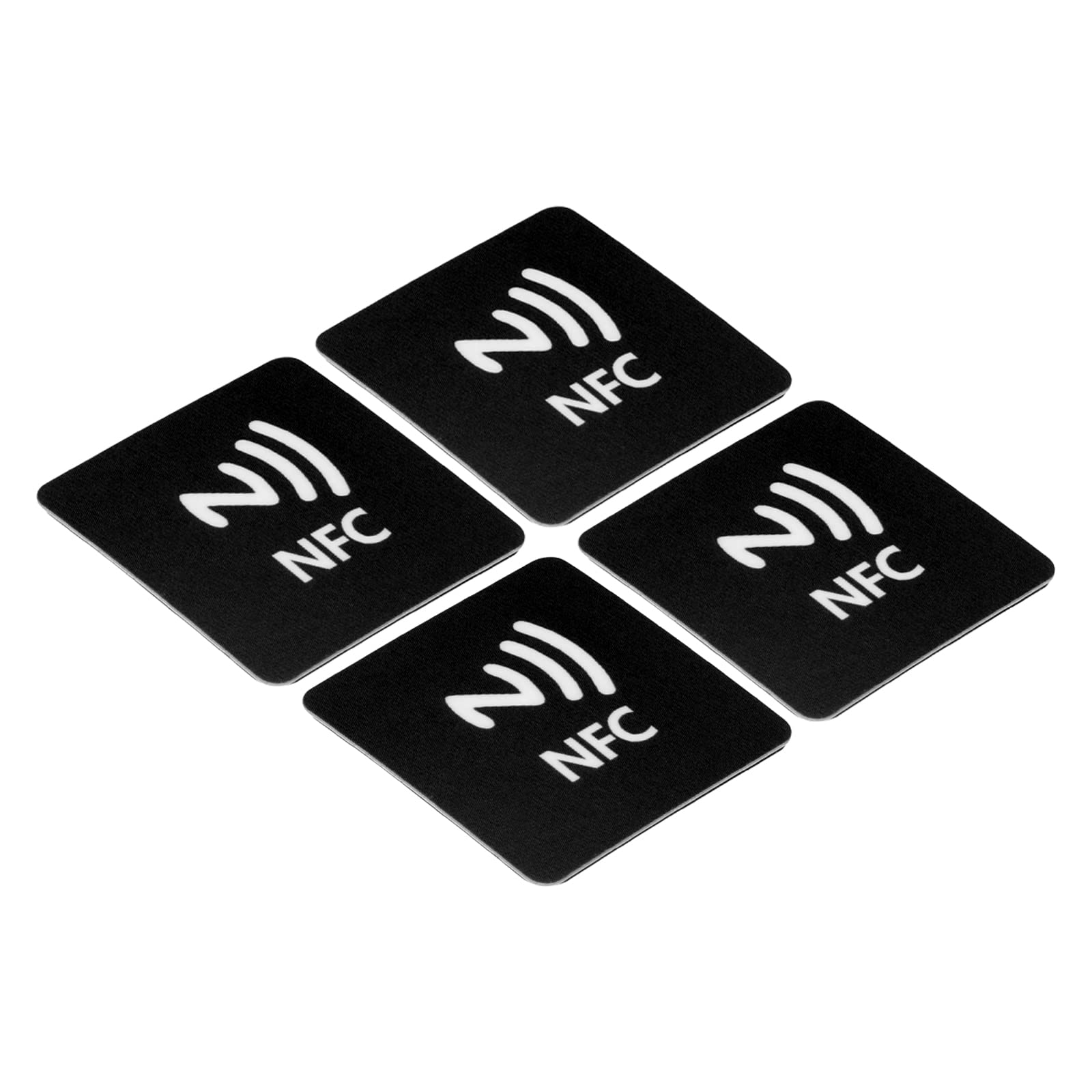PATIKIL Black Square NFC Stickers, 4 Pack NTAG215 Tag, 504 Byte Memory, Glossy, Waterproof, Outdoor Use