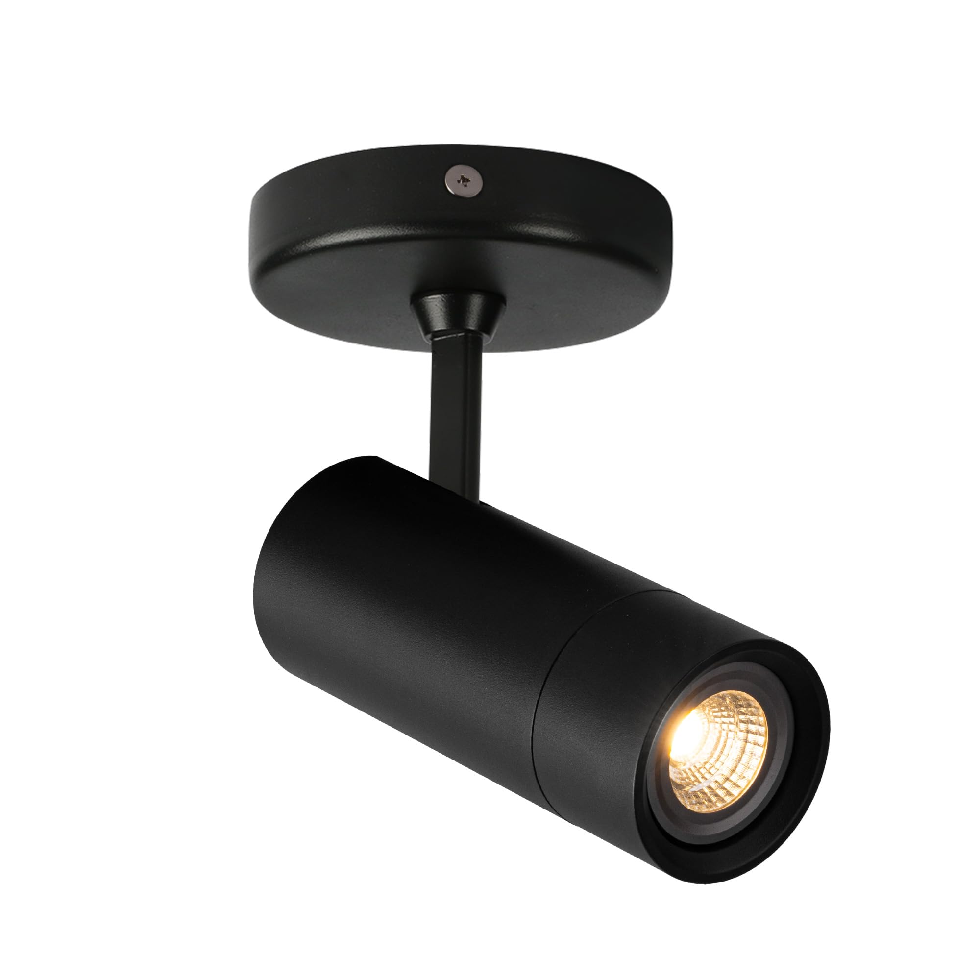 Aisilan Single Spotlight in Matt Black Dimmable Adjustable Spot Lights Indoor GU10 Rotatable Individual Spotlights for Ceiling or Wall Mounted (LED 7W Bulb Included)