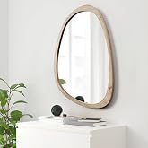 Wood Asymmetrical Mirror for Decor,20X30" Irregular Organic Wall Mirrors | Vanity Unique Abstract Natural Bathroom Mirror for Living Room Bedroom Entryway