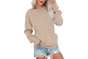 PGANDS Womens Crew Neck Color Block/Solid Sweatshirts Tops Long Sleeve Casual Pullover Cute Lightweight Loose Tops
