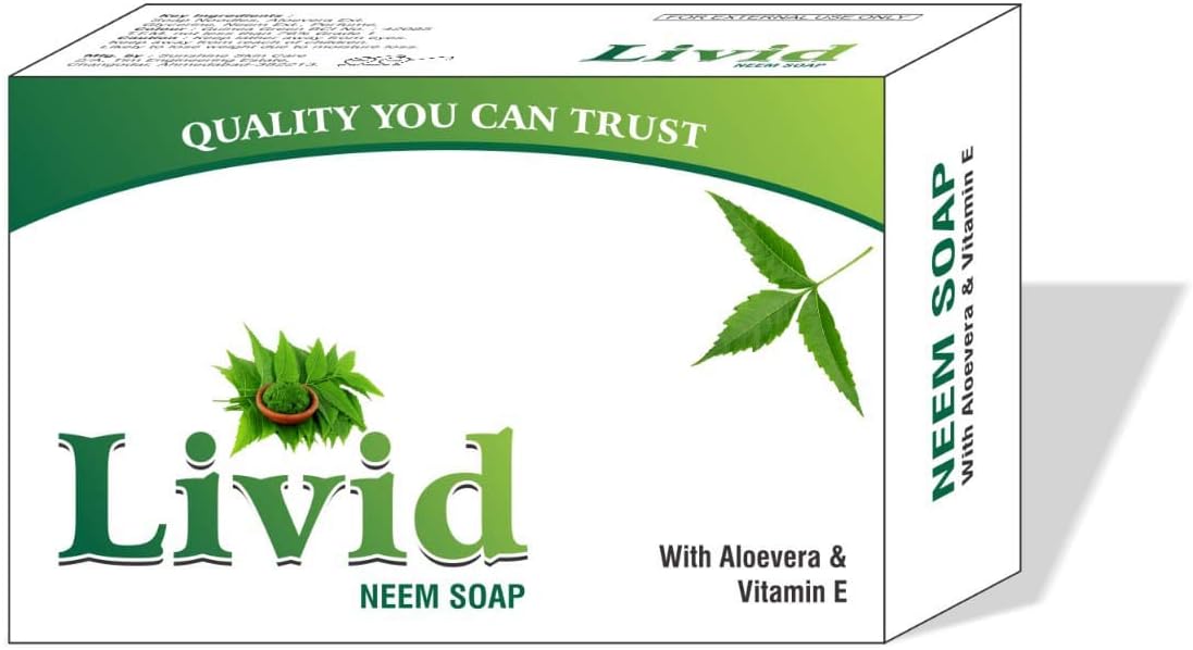 Livid Neem Soap With Aloevera & Vitamin-E,375g (75gx5) (Pack Of 5)