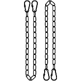 2 Pack 44in Hanging Chair Chain with 4 Carabiners, 500LB Capacity Hanging Kits Heavy Duty Hanging Chair Hardware for Hammock Swing Punching Bags Sandbag Indoor Outdoor Yoga Gym (Black)