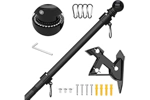 FIASON Flag Pole - Tangle Free Flagpole with Upgraded Bracket, 5 FT Stainless Steel Flag Poles for Outside House, Residential or Commerical - Flag Pole Kit for Proud American Flag (Without Flag, Black)