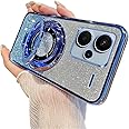GYHOYA Sparkle Cute Stand Case for Xiaomi Redmi Note 13 Pro+ Plus 5G, Slim Clear Glitter Bling Card Shockproof Protective Women Girls Case - Blue YD