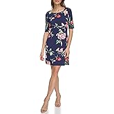 Jessica Howard Womens 1/2 Sleeve Round Neck Knit Mini Dress