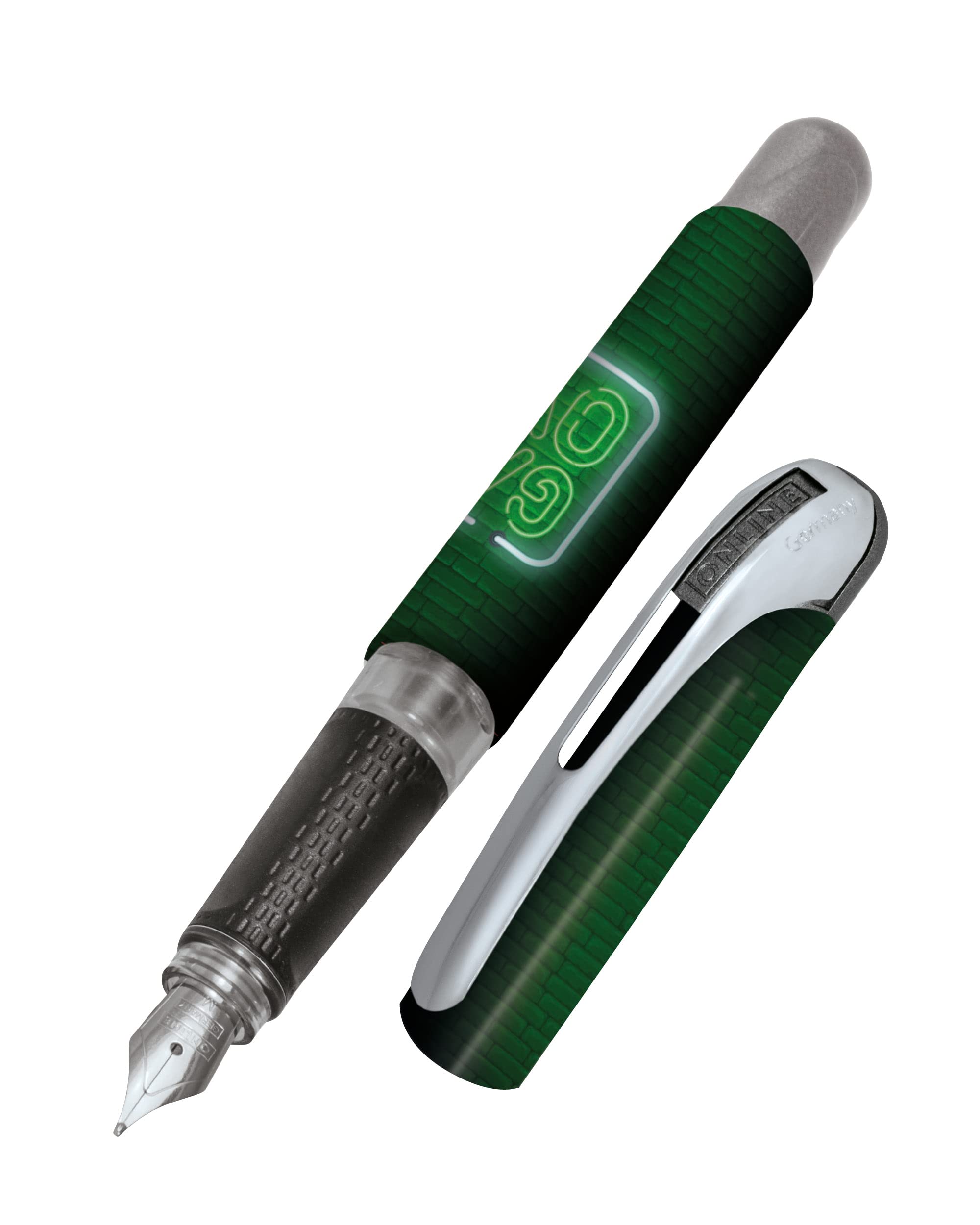 Online College ink pen Game Over │ ergonomic fountain pen for school/college │ solid medium nib, soft grip part │ for standard ink cartridges │ refillable│ideal for beginners, pupils & students