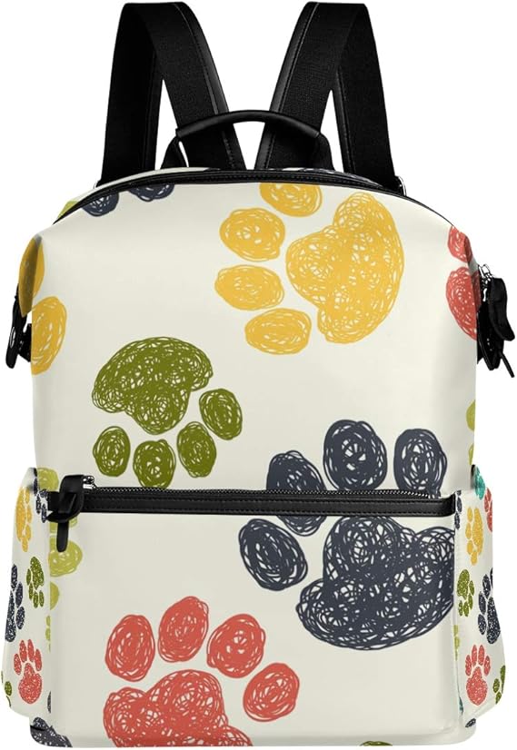 TFONE Colorful Cute Paw Print Backpack Multifunction Durable Lightweight Book Bag