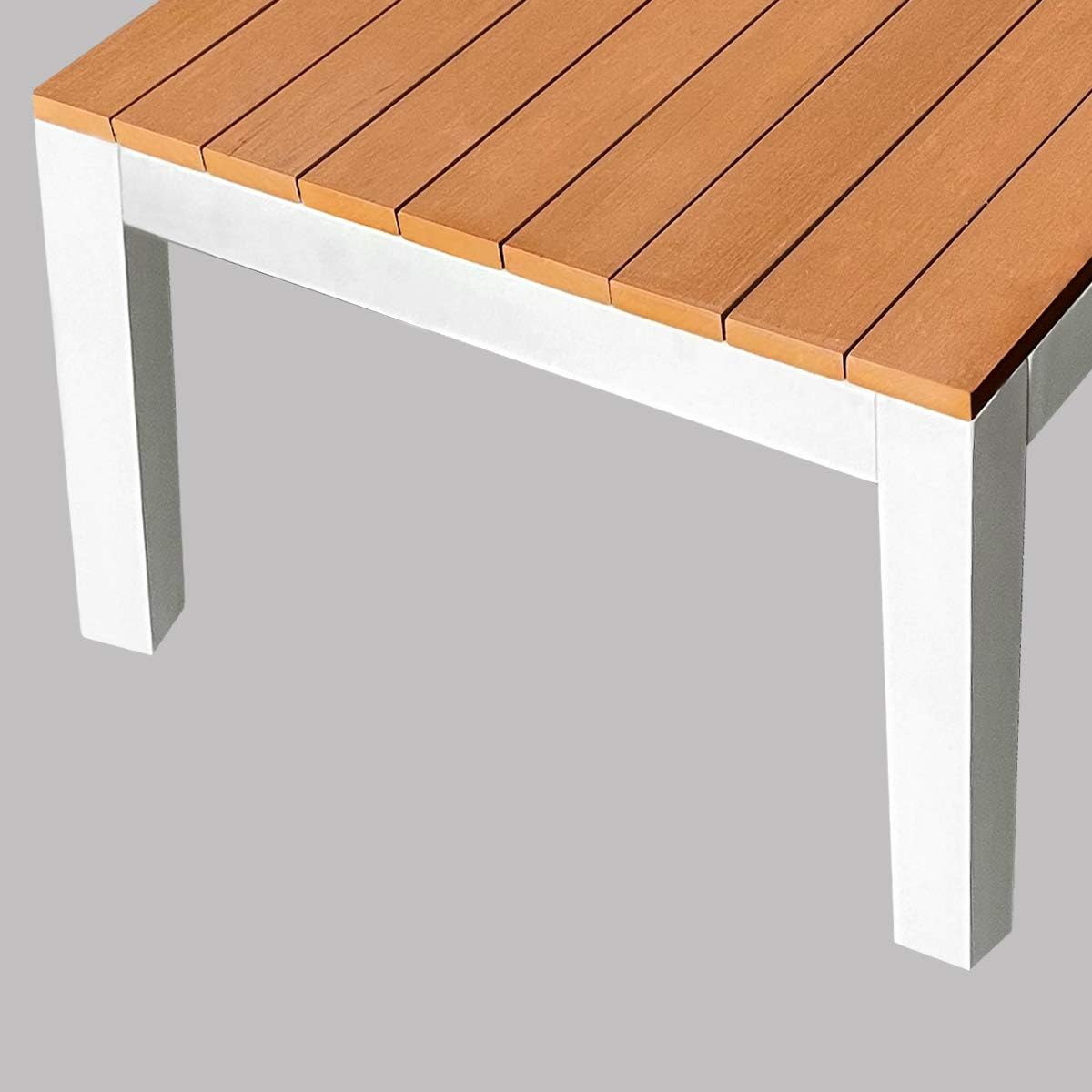 Outdoor Rustic Teak Wood Picnic Patio Dining Table with Metal Legs for Backyard Garden 47”X23.5”X17.5”: Kitchen & Dining
